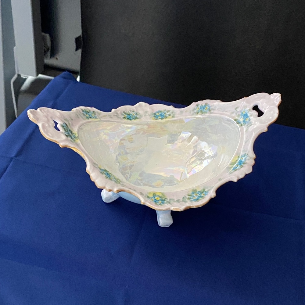 Iridescent Floral Ceramic Candy Dish